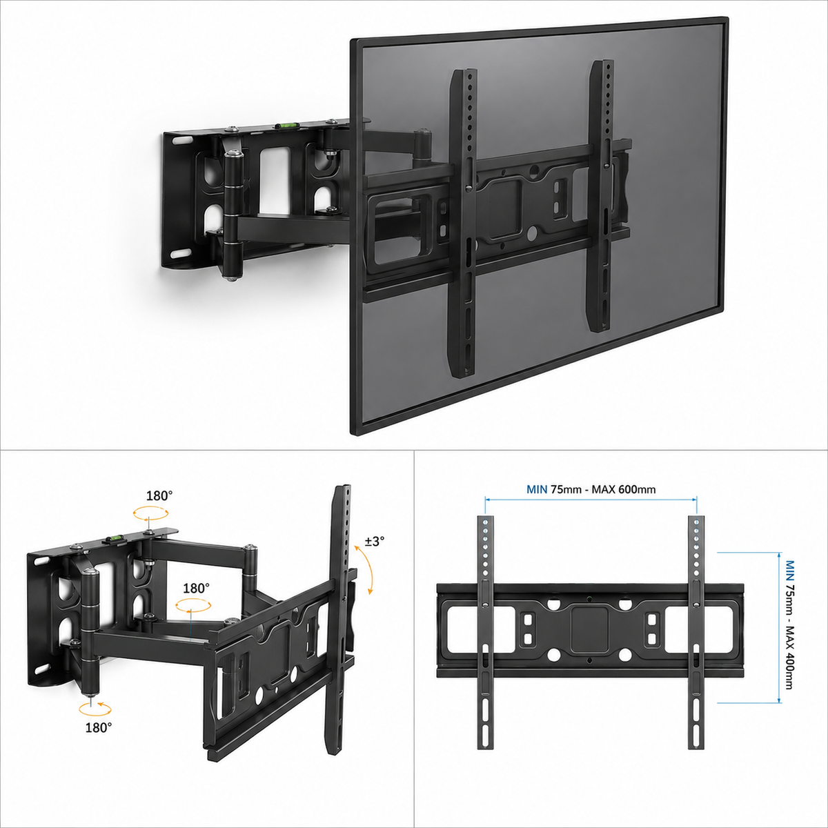 Support Mural TV Orientable 32-70pouces