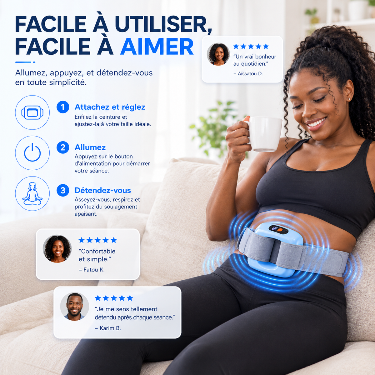 VIBRATUM™ - Anneau abdominal vibrant pour une routine silhouette à domicile.