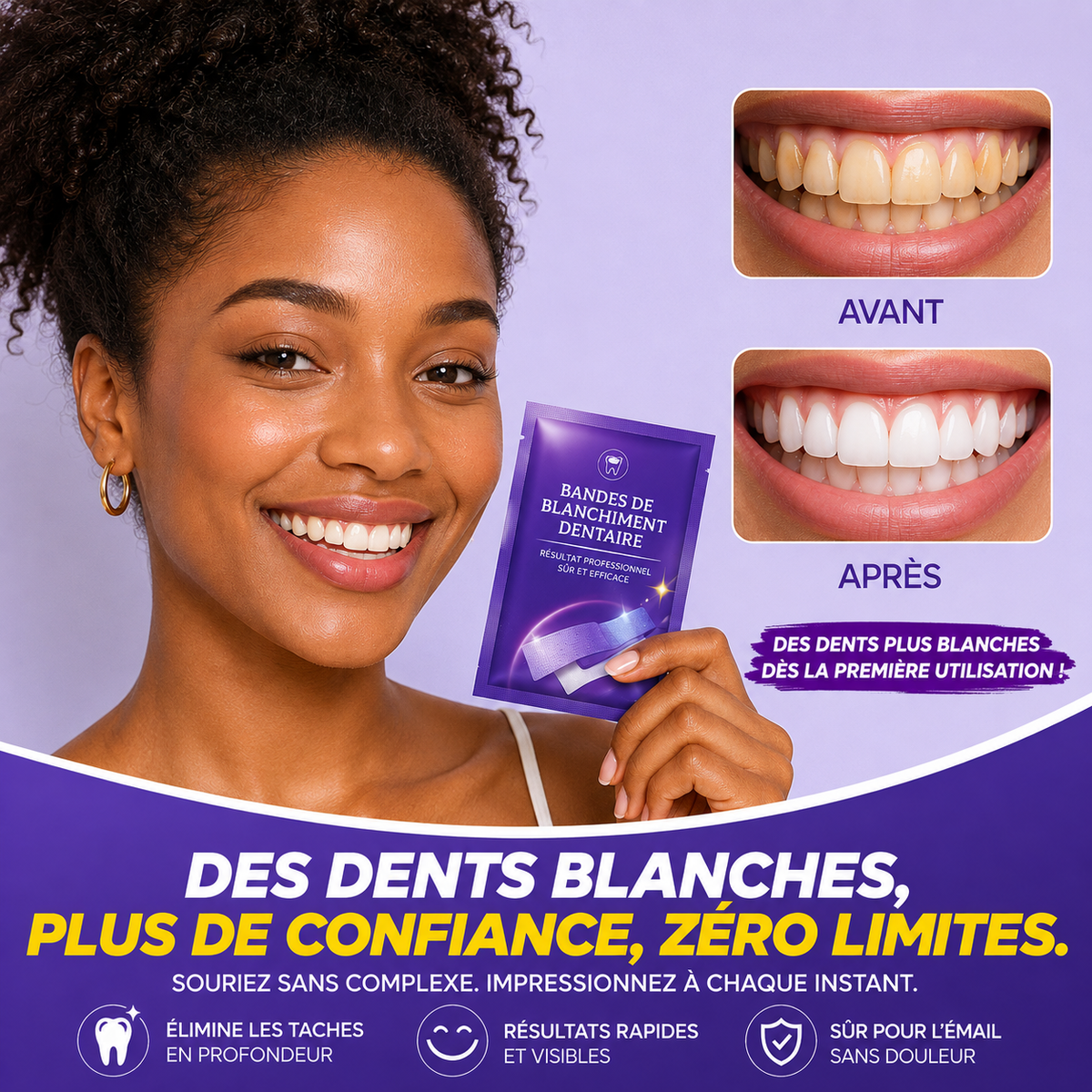 SonicClean™ – Brosse à Dents Électrique 7 Modes + Bande de Blanchiment Dentaire