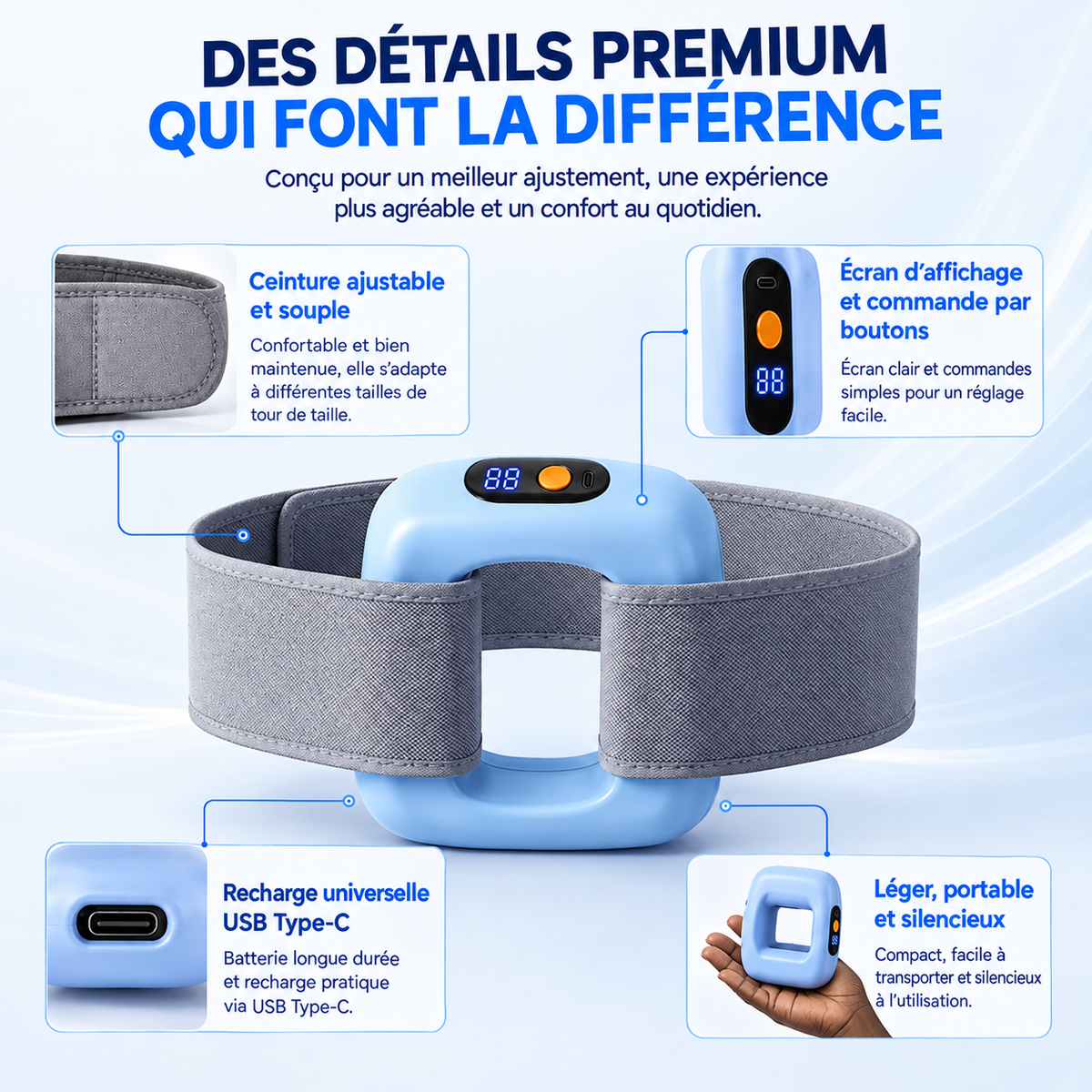 VIBRATUM™ - Anneau abdominal vibrant pour une routine silhouette à domicile.